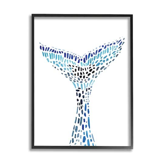 Stupell Industries Abstract Nautical Fin Blue Geometric Block Pattern in Frame Wall Art